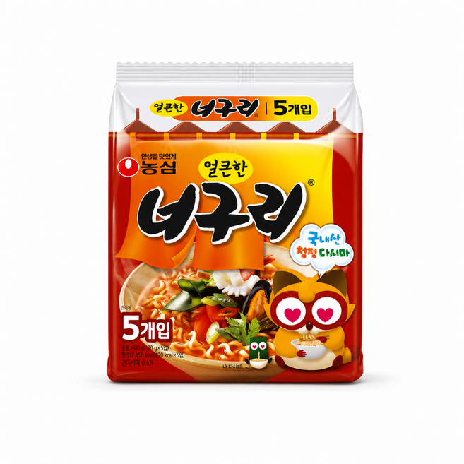 농심 얼큰한 너구리 (5개입), 120g, 1개