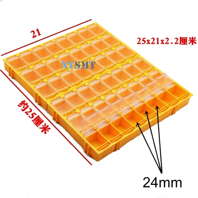 미니 전자제품 키트 SMD 컨테이너 SMT IC 전자 부품 보관 DIY 소형 쥬얼리 도구 상자 210x156x18mm 48 개, [02] yellow