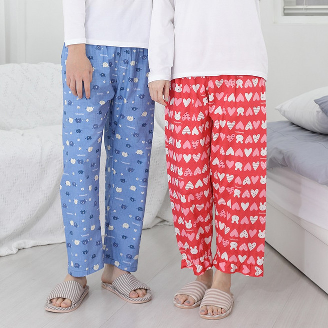 커플 캐릭터 파자마 특면 잠옷 바지 사계절 홈웨어 여성 남성 8부