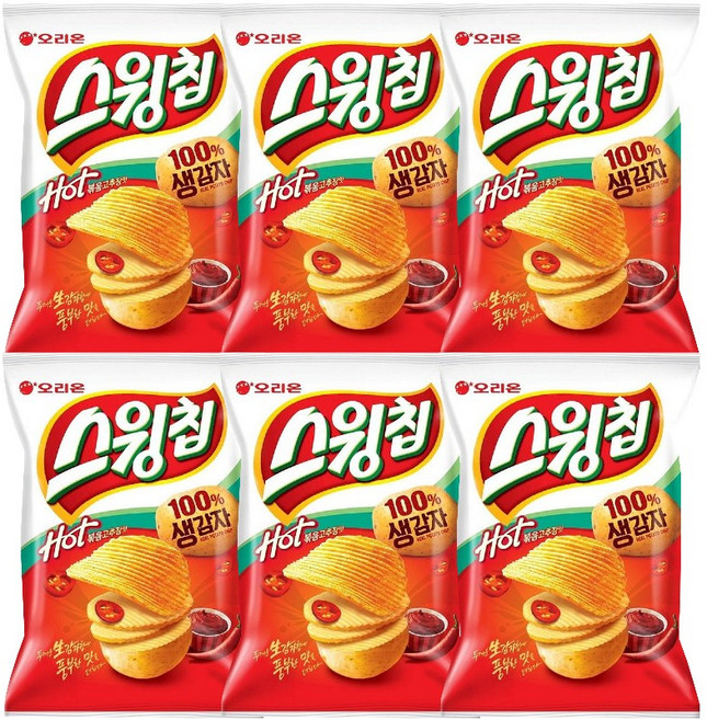 오리온 스윙칩 볶음고추장맛, 110g, 6개