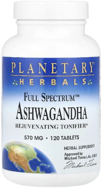 Planetary Herbals 플래너터리허벌스 풀 스펙트럼 아슈와간다 570mg 120정 Ashwagandha 칼슘, 1개 - 쿠팡