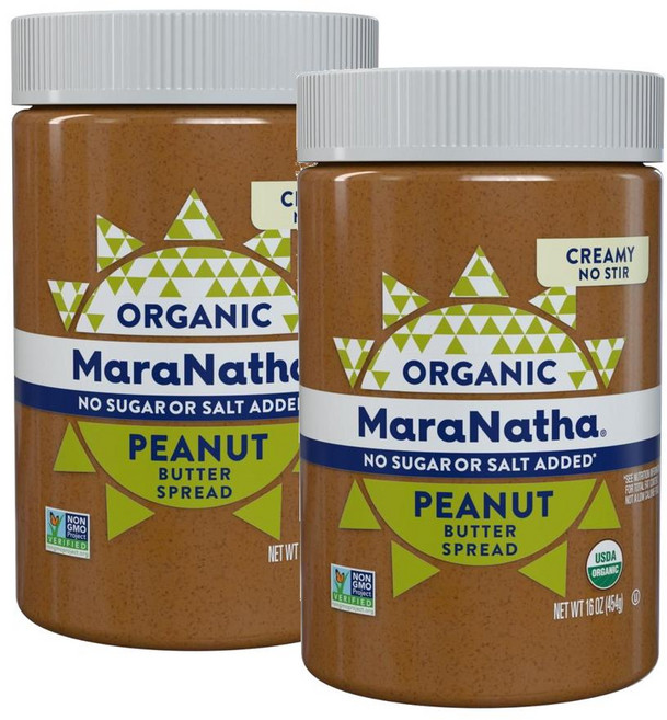 마라나타 크리미 피넛버터 땅콩잼 노슈가 노솔트 MaraNatha Creamy Peanut Butter Spread, 454g, 2개