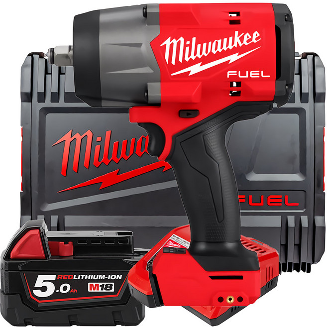 밀워키공식대리점 M18 FHIW2F12-501X 18V 하이토크 1/2인치 충전 임팩 렌치 드릴 무선 전동 임팩트 드라이버 세트, 1개