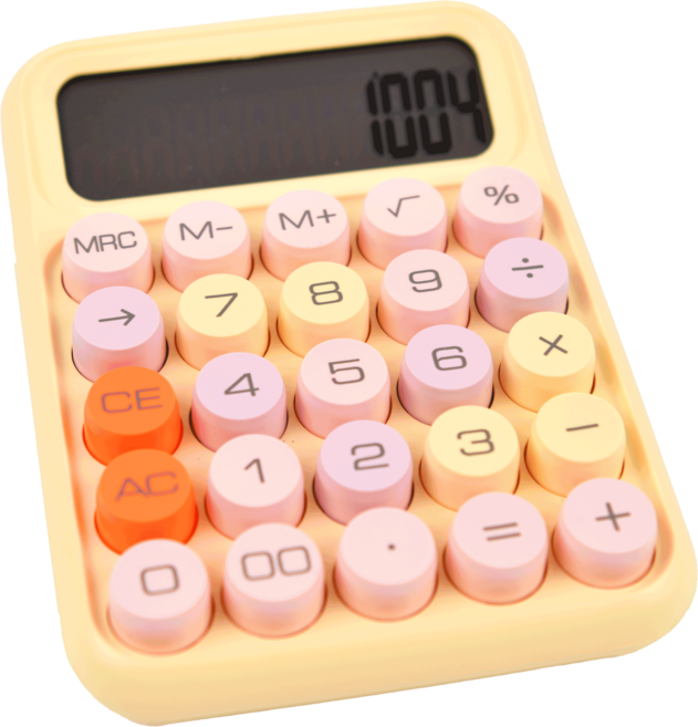 프라홈 레트로 기계식 소형 전자 계산기 키보드 키캡 청축, 파스텔 세로형 엘로우