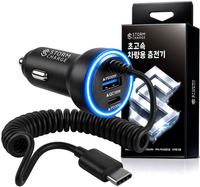 스톰차지 차량용 초고속 시거잭 충전기, 메탈블랙, SC-112601