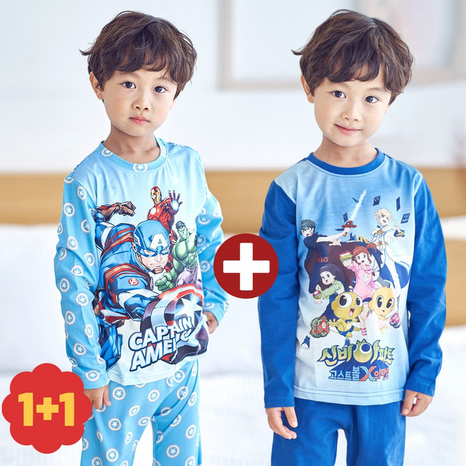 (1+1) 남아 캐릭터 실내복 유아 키즈 주니어 잠옷