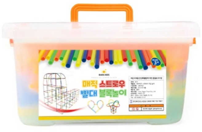 라라키즈 매직 스트로우 빨대 블록놀이 (빨대 300p+커넥터200p), 혼합색상, 1개