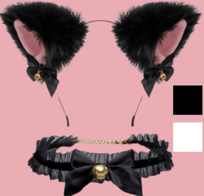 월드맘 코스프레 고양이 머리띠 초커 목걸이 세트