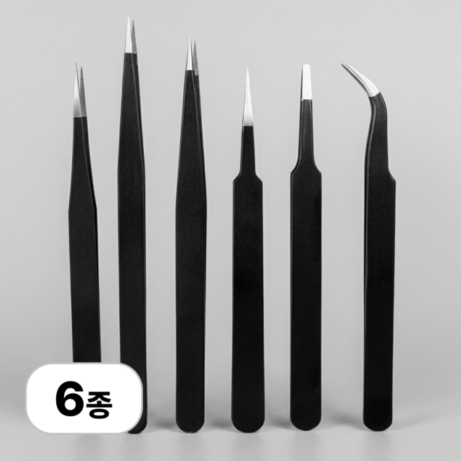 로멀리 속눈썹 트위저 핀셋, 6개, 블랙