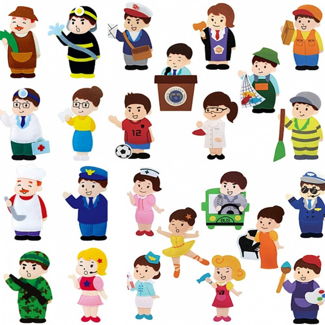 [청양토이] 펠트교육자료 모형류 직업8종, 직업2 8종, 1개