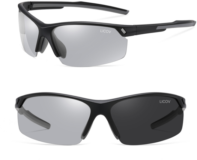 LICOV 스포츠 고글 변색 편광 선글라스 UV400차단 안경