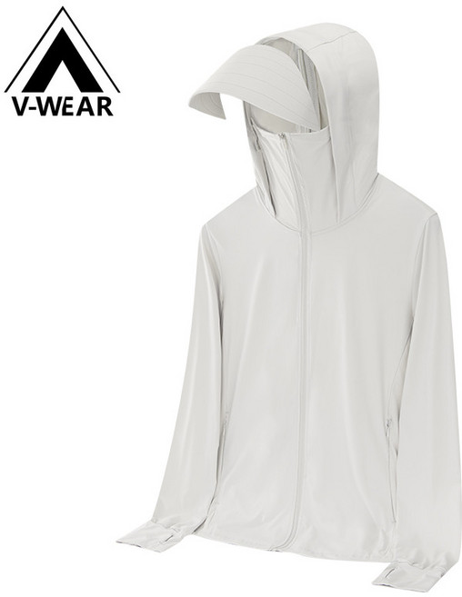 防曬衣 彈力冰絲涼感外套 速乾防紫外線風衣女 體感降溫 淺灰