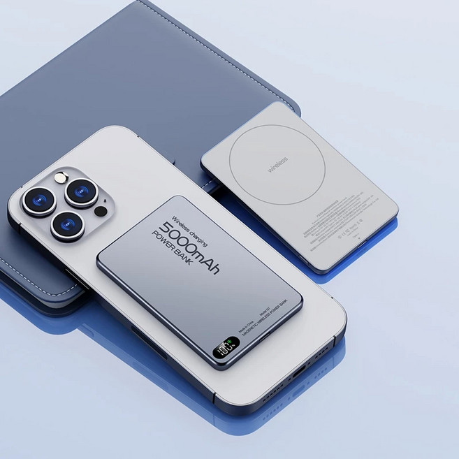 磁吸無線行動電源 5000mAh MagSafe 輕薄快充行動充, 暗夜灰【優先消耗+雙彈窗】耳機手錶三合一,10000毫安【帶3C標示｜可上飛機】, 暗夜灰, Q8