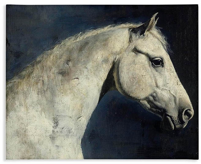 Stupell Industries 'Equine Companions Pair' 캔버스 아트 50.8 x 40.6cm(20 16인치) 걸기 쉽고 견고함 미국 제조 스베틀, 20"L x 16"W, Equine Blue Night