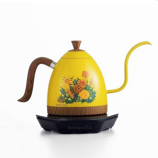 브루이스타 Brewista 커피 드립 주전자 0 6L 전기, 6 B 해바라기 600ml 온도조절 받침대