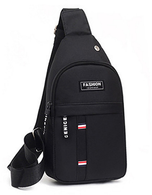 FASHION INSTINCT 男士休閒胸包 防水尼龍 輕巧耐磨 多功能斜背包, 8212黑色, 8212黑色