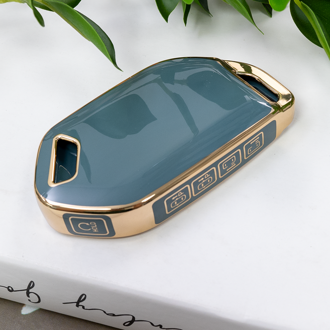 바이어블 기아 호환 자동차 tpu 스마트키 키케이스 키홀더, 기아 9버튼 TA74_그레이골드