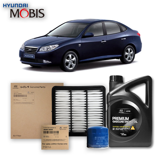 아반떼 HD 1.6/2.0 가솔린 06-10년식 순정엔진오일 3종세트, 4L, 1개