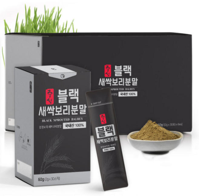 주성 블랙 새싹보리 분말 스틱 30p, 60g, 6개