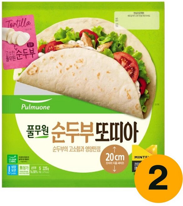 풀무원 순두부 또띠아 20cm 225g 2개