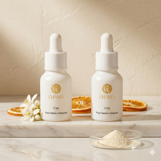 차비아 10초 미백앰플 순수비타민C 17.5% 겉 속 기미 잡티 케어 주름 기미 고함량 미백 앰플 chavia, 2개, 15ml