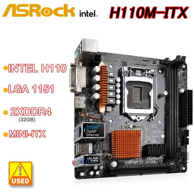 마더보드 메인보드 H110 마더 보드 ASRock H110M-ITX LGA 1151 2XDDR4 USB 3.1 SATA3 DVI-D HDMI 미니 ITX 6th 및 7th Ge