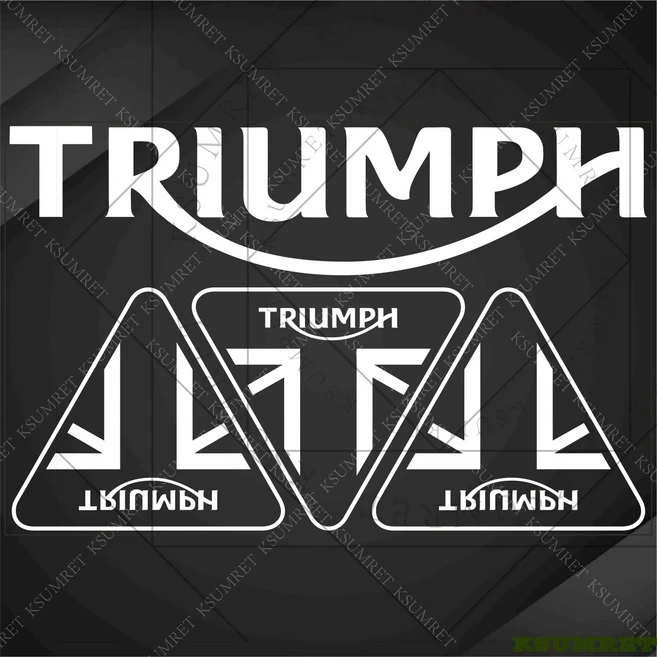 Triumph 오토바이 스티커 데칼 로고 탱크 엠블럼 스크램블러 보버 트윈, 07 White