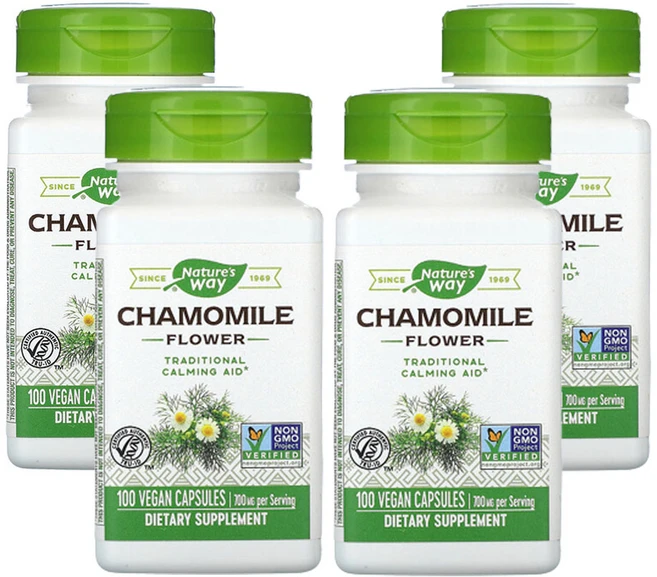 네쳐스웨이 카모마일꽃 350 mg 베지캡슐 100정, 4개 - 쿠팡