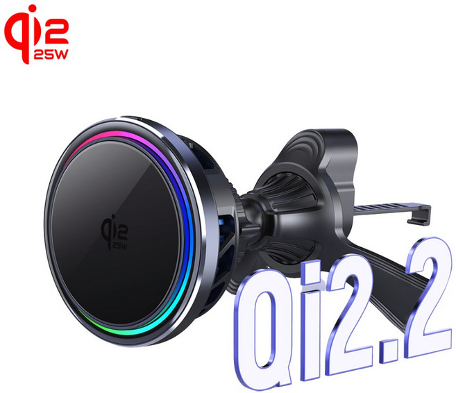 qi2.2 25W 無線充電手機支架, 1個, 黑色