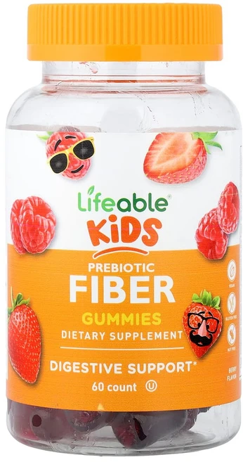 라이프에이블 키즈 프로바이오틱스 화이버 네츄럴베리 비건 구미젤리 60개, 1개, 60정 - 쿠팡