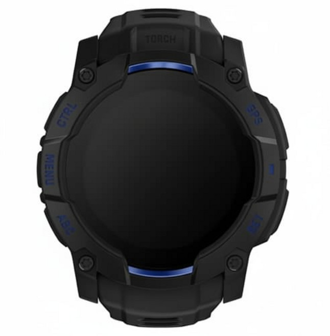 가민 인스팅트 3 슈퍼노바 AMOLED 아웃도어 스마트워치, 블랙 + 볼트블루, 50mm, GPS + 블루투스