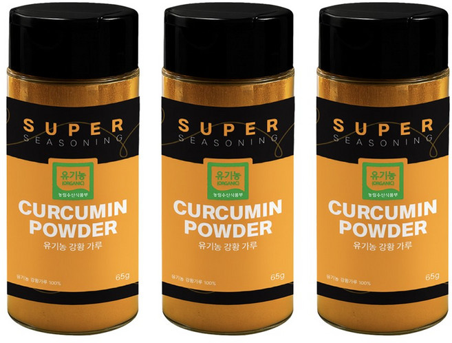 수퍼시즈닝 국산 100% 유기농 강황가루, 3개, 65g