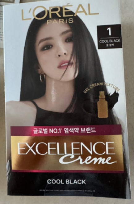 로레알 엑셀랑스 크림 1호, 쿨블랙, 4개