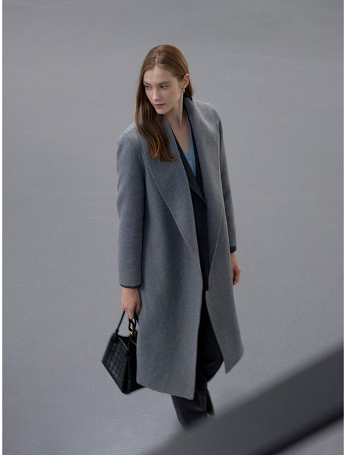더아이잗 캐시미어 벨티드 숄 칼라 핸드메이드 코트 IRCM0CT758