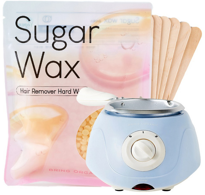브링오가닉 슈가왁싱 셀프왁싱 왁싱재료 워머기 세트 키트 기계 브라질리언 수염 헤어라인 콧털 저자극 저통증 제모 슈가링, 1개, 100g