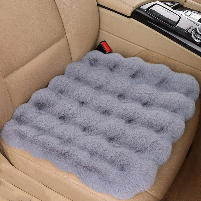 에너바디 자동차 차량용 겨울용 방한 따뜻한 시트쿠션 극세사 털방석 1P, 1개, 그레이