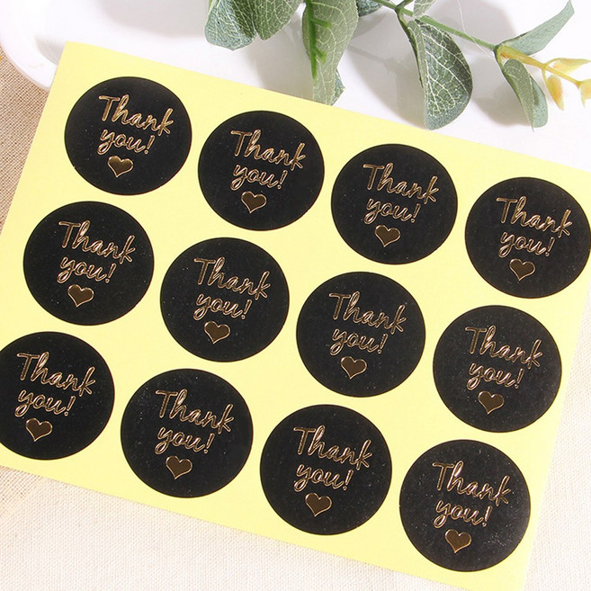 문구 스티커 금박 땡큐 원형12매