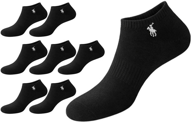 마상격구 남성 국산 스니커즈 발목 양말, 8개, 블랙