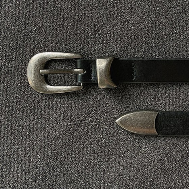 [주문폭주] 빈티지 버클 레더 얇은 심플 가죽 벨트