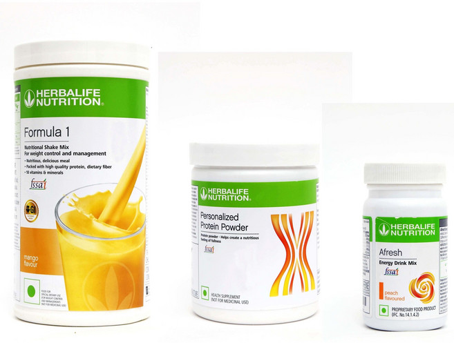 허벌라이프 포뮬러 1 망고 슬림케어 체중 감량 영양 콤보 (단백질 파우더 200g 및 아프레쉬 피치 에너지 지원 포함), 3개입, 1개