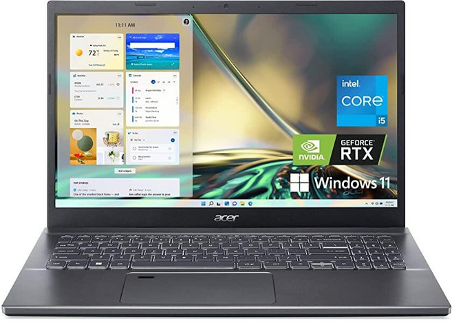 Acer Aspire 5 A515-57G-58R7 슬림 노트북 | 15.6인치 풀 HD IPS | 인텔 코어 i5-1240P | NVIDIA GeForce RTX 2050 |, 15.6" FHD, i5-1240P / RTX 2050, 1개