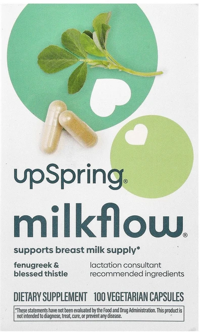 UpSpring Milkflow 호로파 + 블레스드 시슬 베지 캡슐 100정 UpSpring (업스프링), 1개 - 쿠팡
