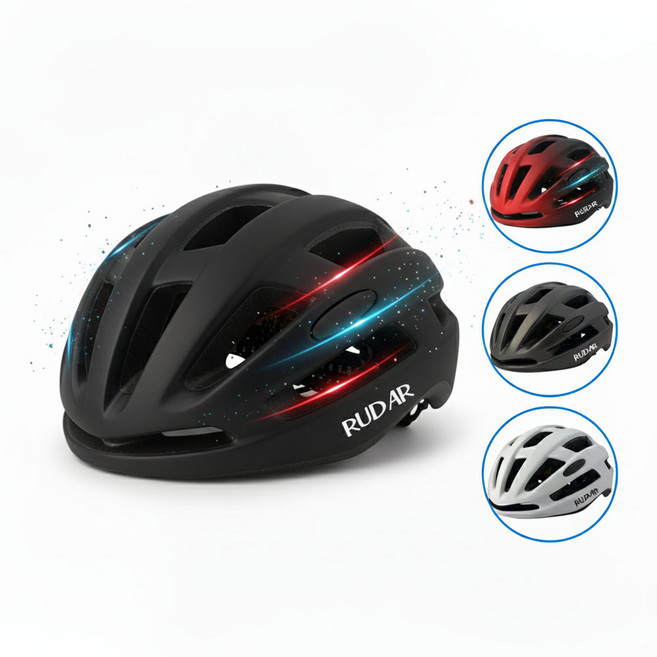 RUDAR 인몰드 아시안핏 경량 자전거헬멧 RD 07, 블랙, 1개