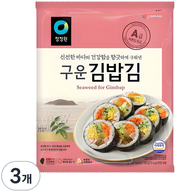 청정원 구운 김밥김, 20g, 3개
