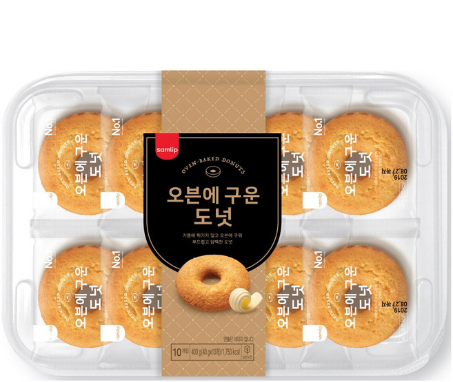 삼립 오븐에 구운 도넛 1팩(10입) 400g 오븐도넛, 1개