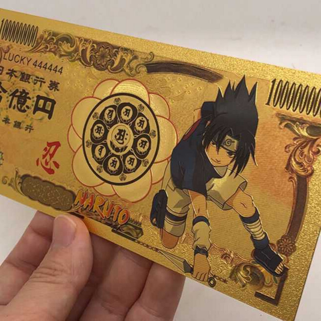火影忍者佐助金色金屬紀念鈔, 1個, 人物七單套(帶信封證書)