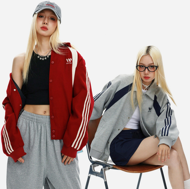 [이월할인특가]DODLXL X CATTEE 가을 신상품 커플 야구복 베이스볼 자켓 패션 루즈핏 자켓