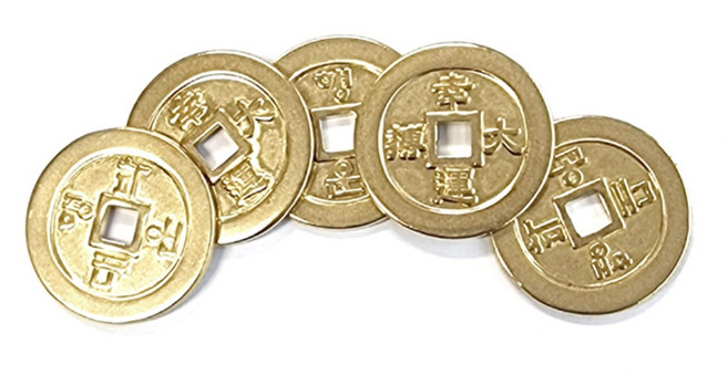 국내제작 행운의 대박엽전 리얼 황동 5종 꾸러미 1세트 상평통보 옛날동전 행운소품 풍수인테리어, 행운대박 운수대통 소원성취 만사형통 상평통보