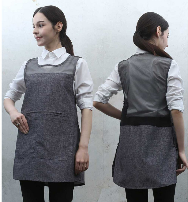 보카시망사원피스앞치마 특대있음 블랙 그레이 색상, 기본 M, 1개, AP-8008 그레이