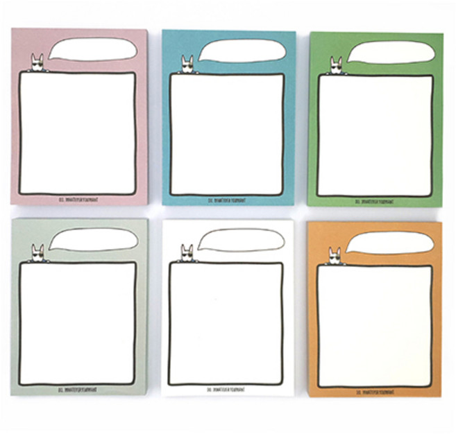 데스크테리어 강아지 캐릭터 일러스트 떡메모지 6종 대용량 세트 귀여운 메모지 다이어리 꾸미기 메모패드, 1개, 100매, B세트